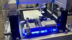 A system pairing electric and pneumatic technologies on display at a trade show A system pairing electric and pneumatic technologies on display at a trade show