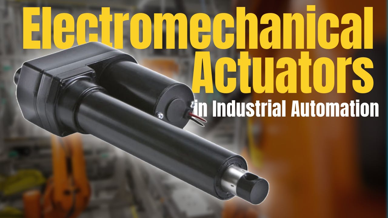 An electromechanical actuator superimposed over industrial machinery