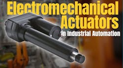 An electromechanical actuator superimposed over industrial machinery An electromechanical actuator superimposed over industrial machinery