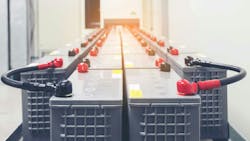 Battery packs in a power supply room Battery packs in a power supply room