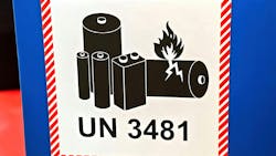 A UN 3481 battery warning label which needs to be used when shipping internationally A UN 3481 battery warning label which needs to be used when shipping internationally