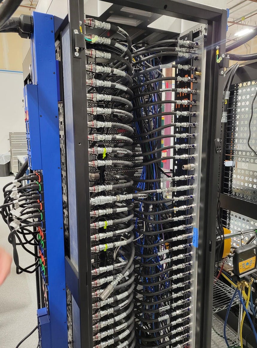 Parker Hannifin quick disconnect couplings on a data center server rack