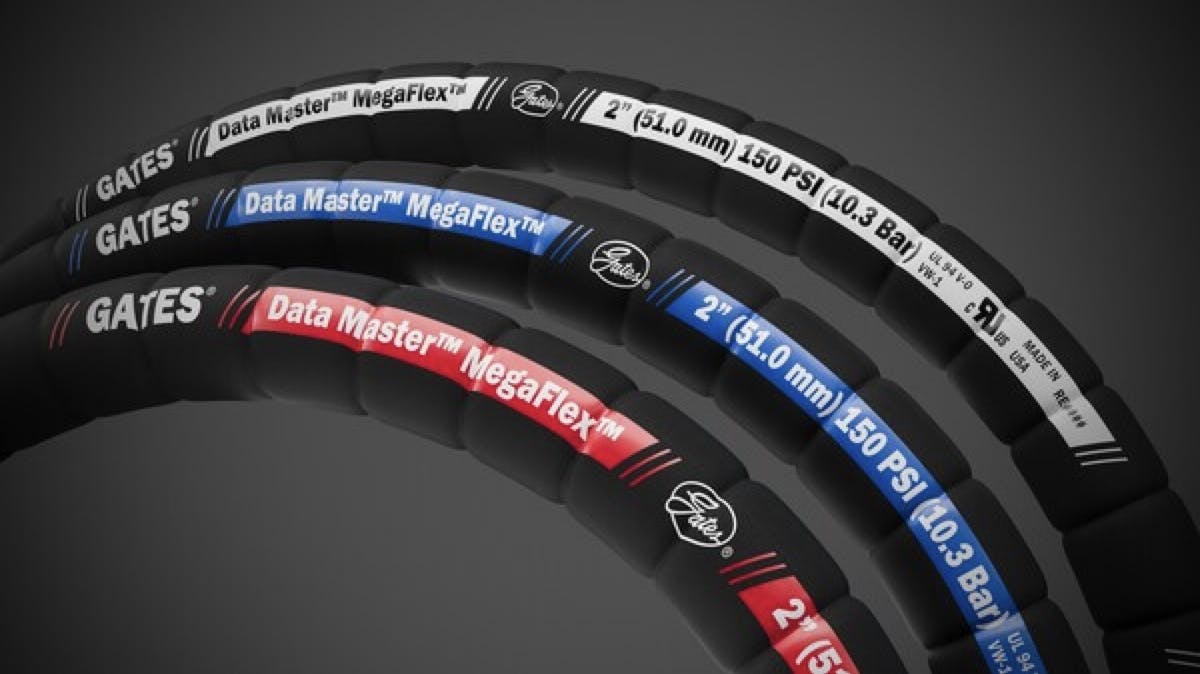 Three Gates Gates Data Master MegaFlex cooling hoses lined up next to each other