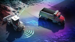 An concept image of automated construction vehicles working on a job site An concept image of automated construction vehicles working on a job site