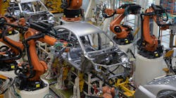 Robots manufacturing a car Robots manufacturing a car