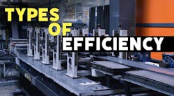 An image of parts being manufactured with the words Types of Efficiency superimposed over it An image of parts being manufactured with the words Types of Efficiency superimposed over it