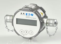 An image of the Eaton PSF 02 particle flow sensor featuring a compact design An image of the Eaton PSF 02 particle flow sensor featuring a compact design