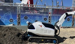 A concept A concept electric and autonomous excavator which utilizes hydraulics on display at bauma 2025 A concept A concept electric and autonomous excavator which utilizes hydraulics on display at bauma 2025