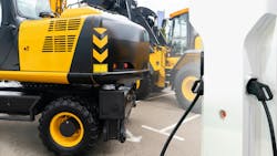 Concept image of a charger and electric construction machine Concept image of a charger and electric construction machine