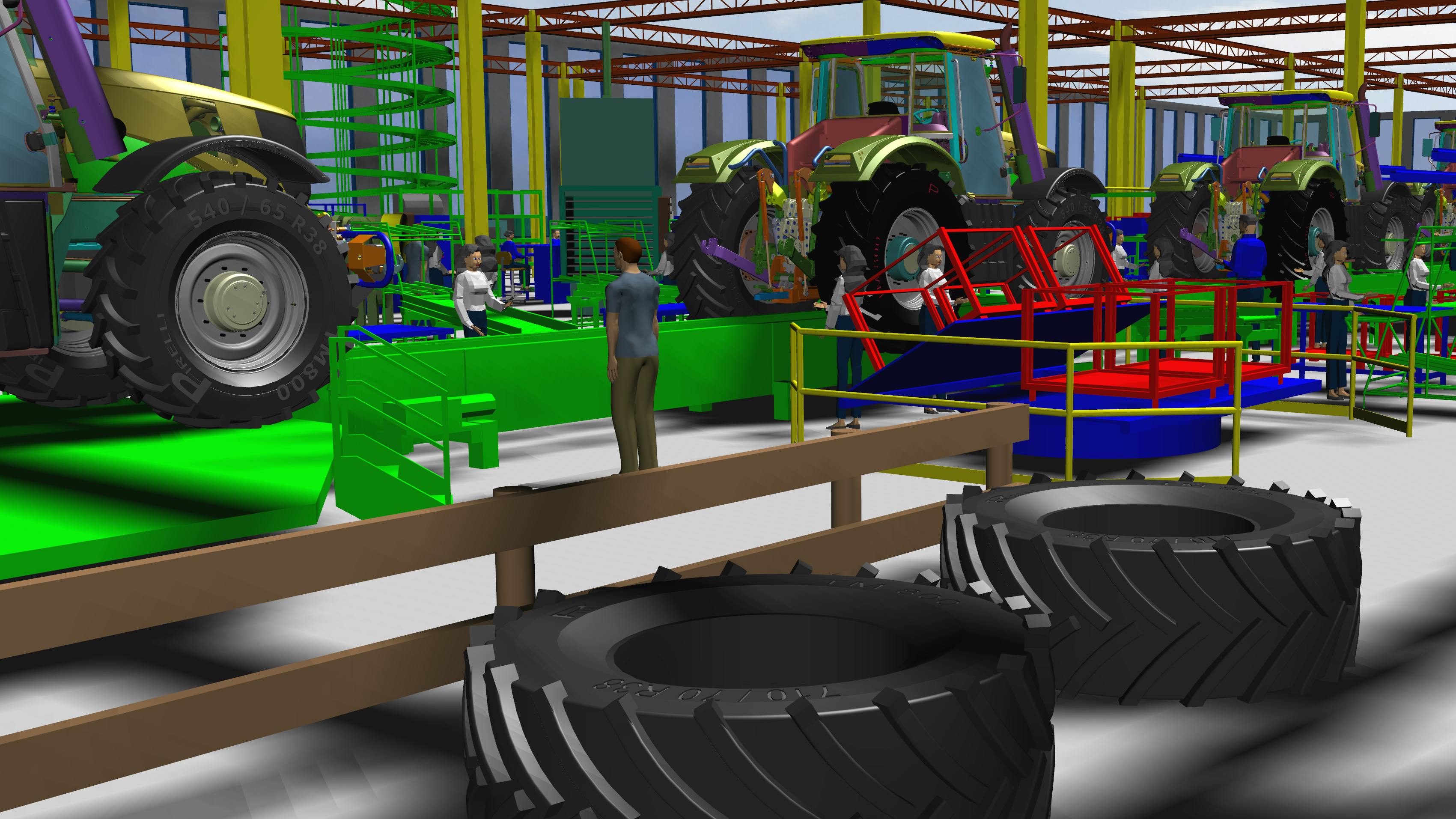 A simulation of a manufacturing line for agricultural machinery