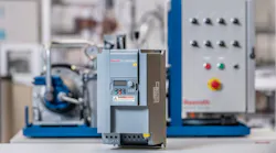 Close up view of Bosch Rexroth variable speed hydraulic pump technology