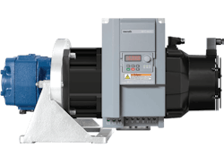 Side view of a Bosch Rexroth variable speed hydraulic pump Side view of a Bosch Rexroth variable speed hydraulic pump