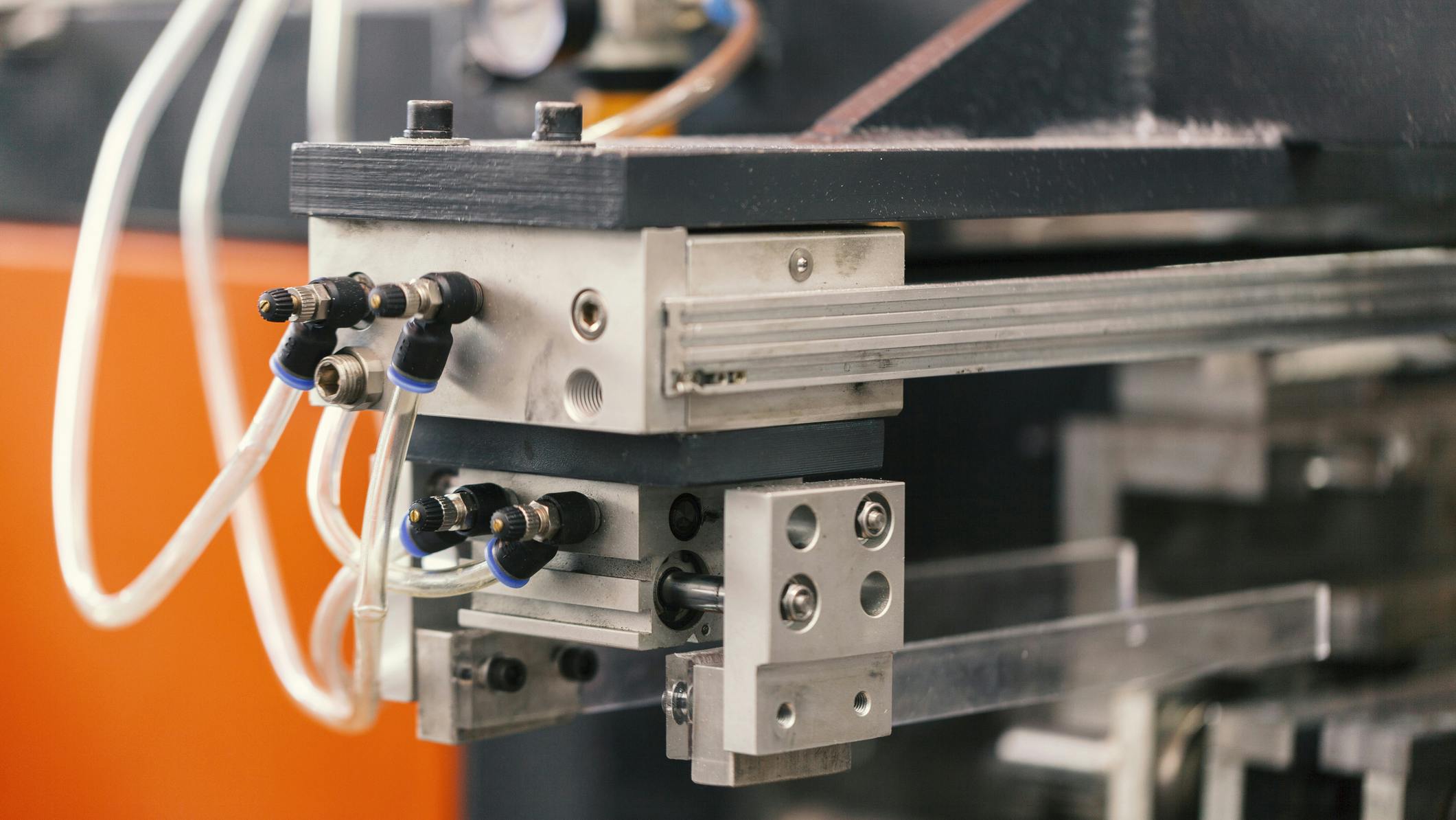 Close up of pneumatics on a machine