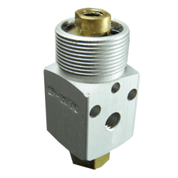 Close up on a Clippard pneumatic component Close up on a Clippard pneumatic component