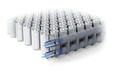 Concept of Freudenberg fluid connectors attached at one end of a battery pack Concept of Freudenberg fluid connectors attached at one end of a battery pack