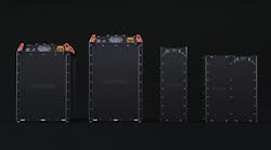 Four Scania battery models lined up next to each other Four Scania battery models lined up next to each other