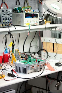 Battery undergoing testing in a laboratory at Delta-Q Technologies Battery undergoing testing in a laboratory at Delta-Q Technologies