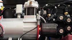 Close up view of an air compressor