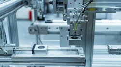 Pneumatic components and gripper on a robotic machine setup Pneumatic components and gripper on a robotic machine setup