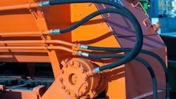 Hydraulic hoses on a piece of machinery Hydraulic hoses on a piece of machinery