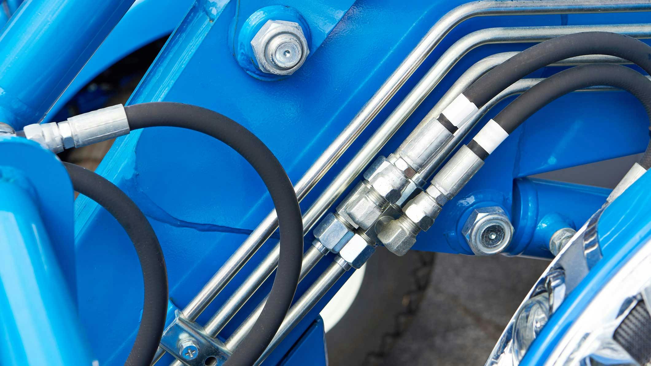 Close up view of Hydraulic Components on a Machine