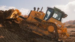 Caterpillar autonomous dozer working on a job site Caterpillar autonomous dozer working on a job site