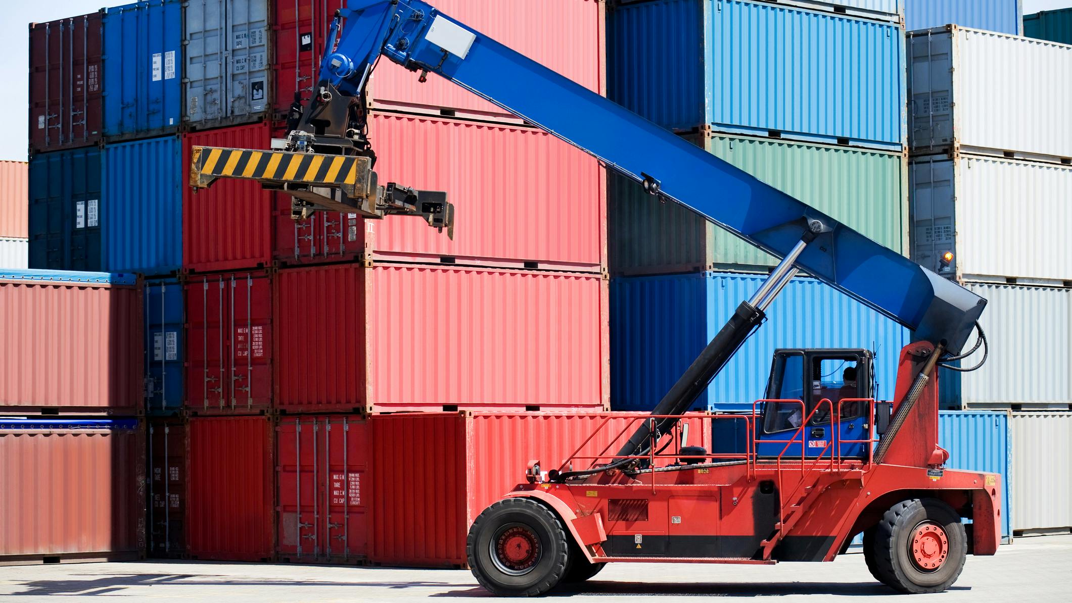 Forklift Working at a Port