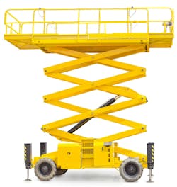 Yellow Scissor Lift on a white background Yellow Scissor Lift on a white background