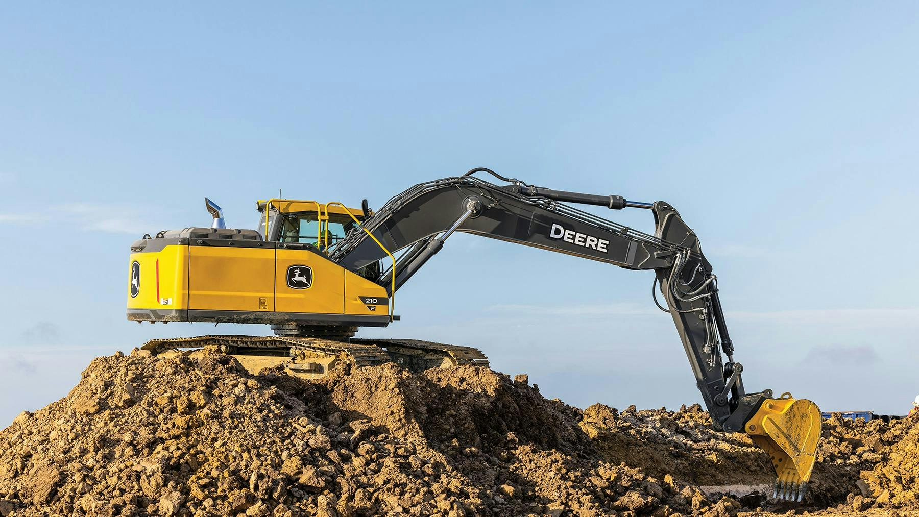 John Deere P-Tier Midsize Excavator working on a hill