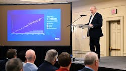 Presenter at eChem Expo conference session speaking to attendees Presenter at eChem Expo conference session speaking to attendees