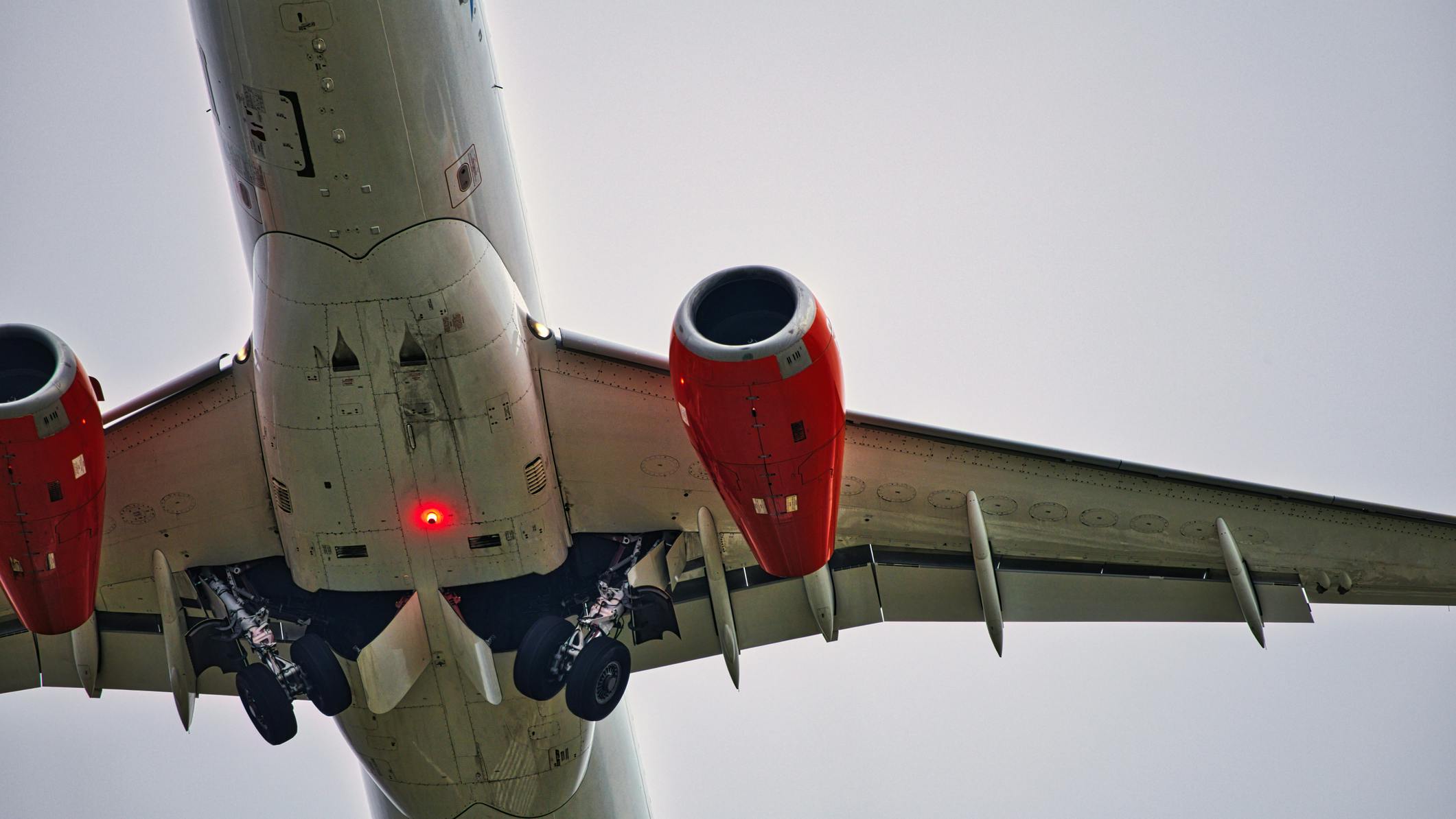 Underside View of a Plane and its Wheels
