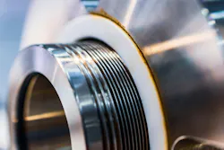 Close up view of a seal on a pump Close up view of a seal on a pump