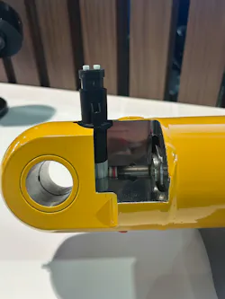 Close Up on Leggett & Platt IRM Sensor Installed on a Hydraulic Cylinder Close Up on Leggett & Platt IRM Sensor Installed on a Hydraulic Cylinder