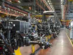 Tractor Drivetrains Moving Down Assembly Line Tractor Drivetrains Moving Down Assembly Line