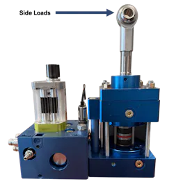 A depiction of side loading on an actuator A depiction of side loading on an actuator
