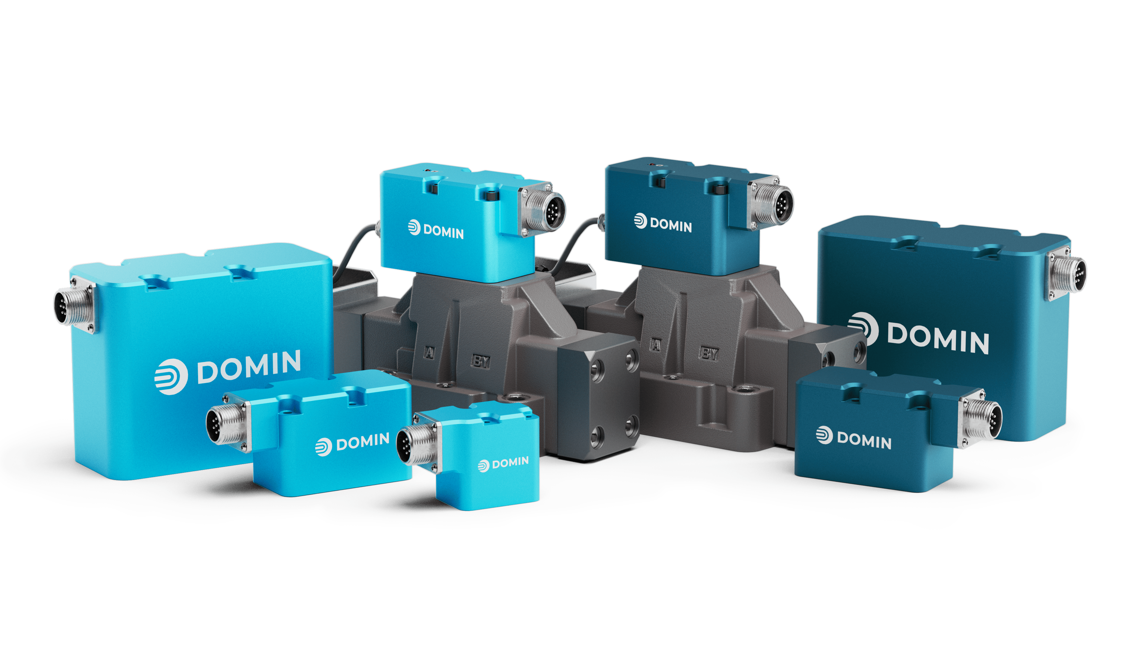 A group of several hydraulic valves from Domin