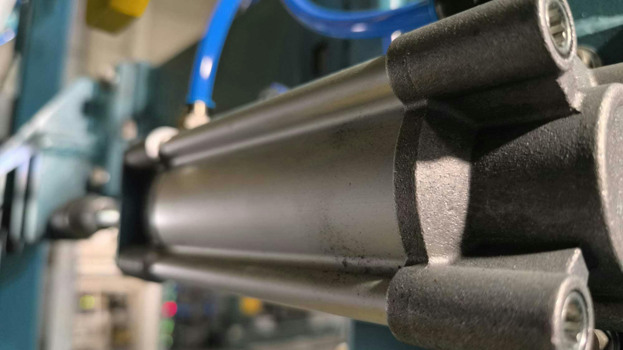 Close up on a pneumatic cylinder
