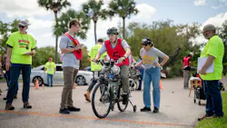 Student on Fluid Power Vehicle getting ready to race it Student on Fluid Power Vehicle getting ready to race it