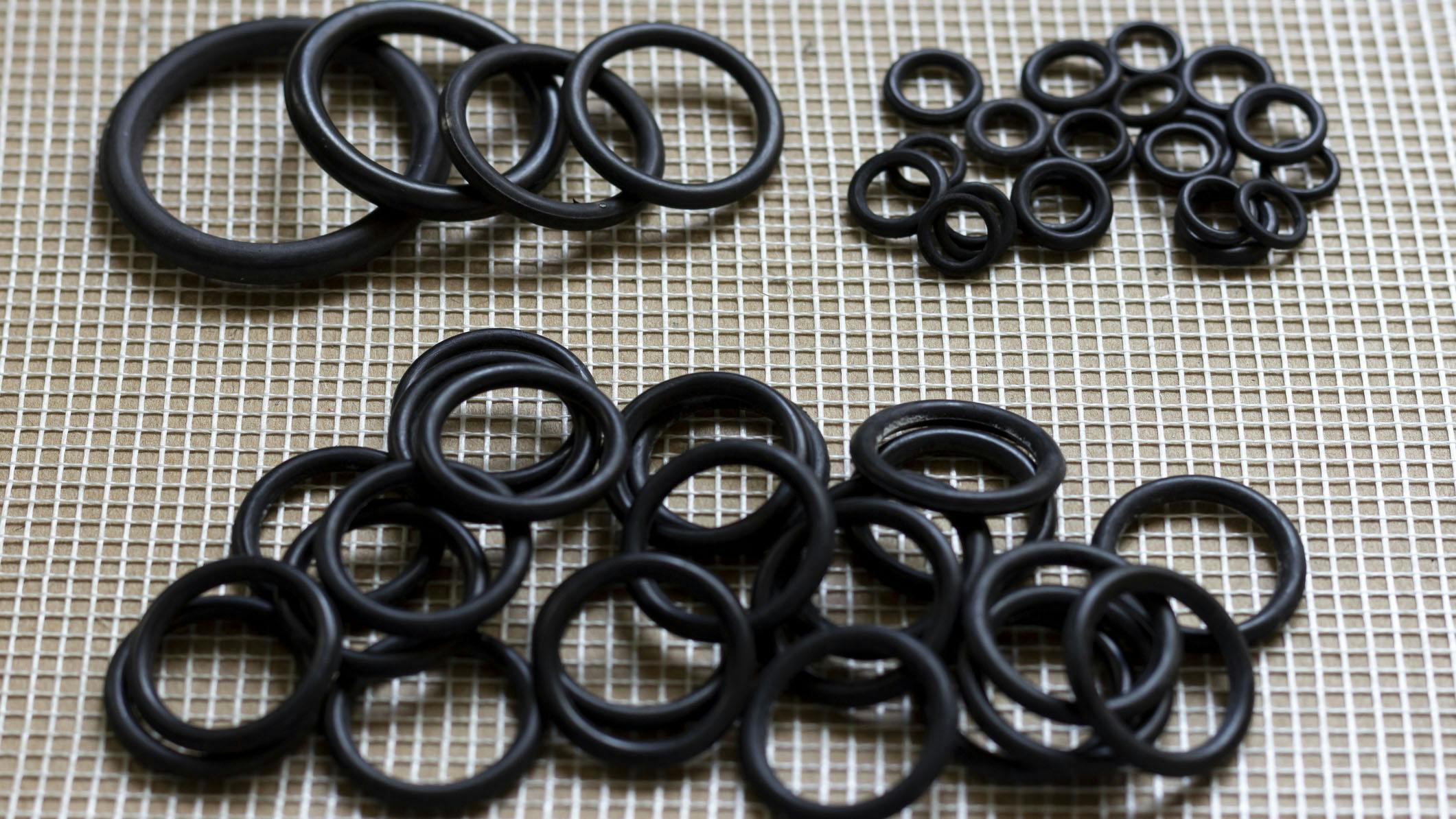 Several rubber seals laid out on a surface