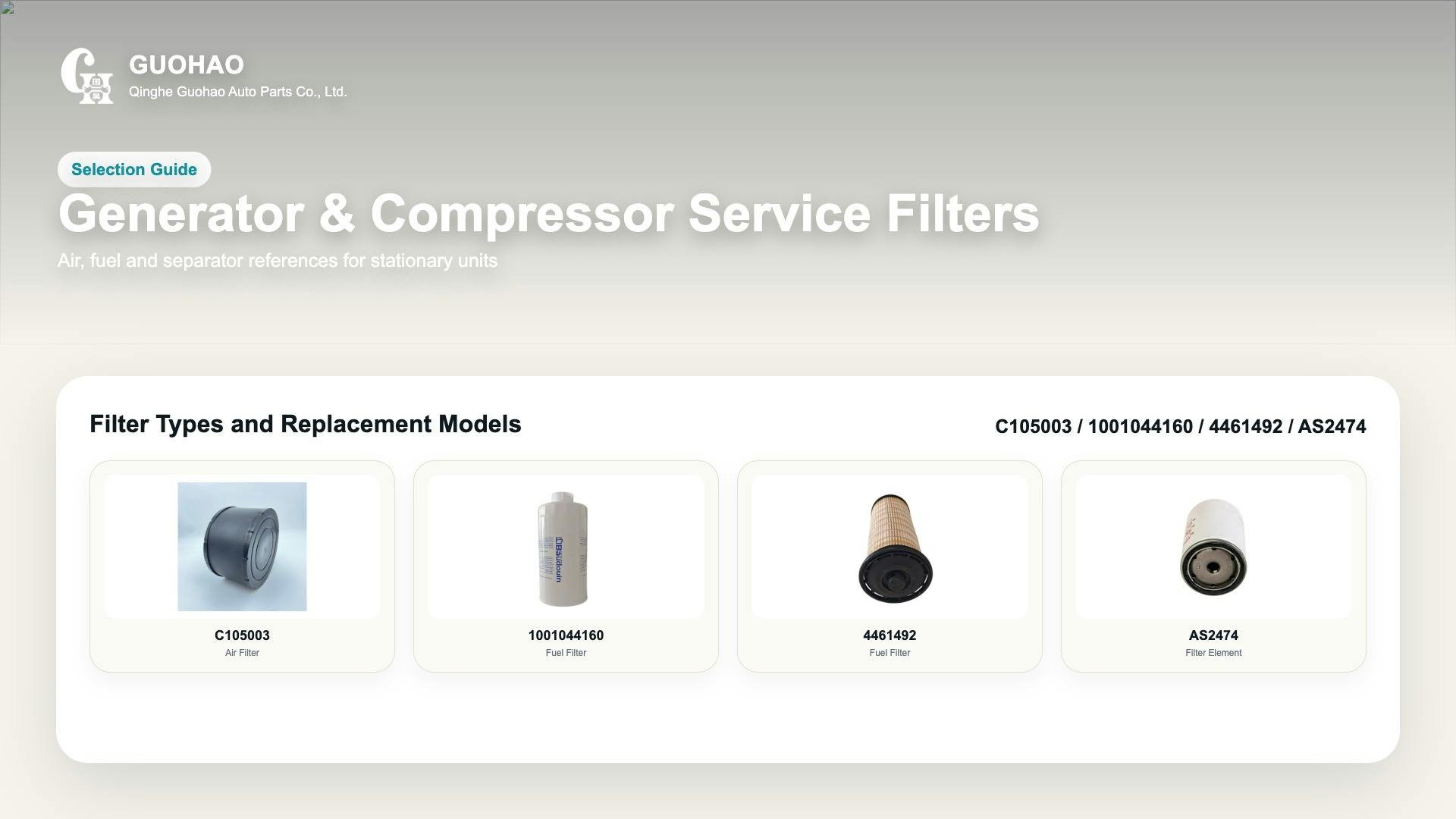 Stationary Generator and Compressor Filter Guide