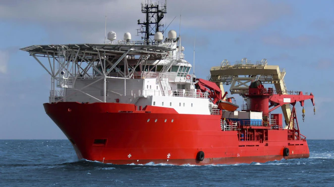 Large ship moving along a waterway