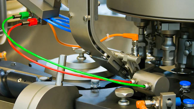 Close up on an industrial automation system