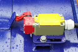 Position Sensor Installed on a Machine with Water Droplets on it Position Sensor Installed on a Machine with Water Droplets on it