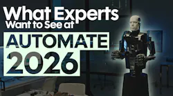 Humanoid robot with text next to it saying What Experts Want to See at Automate 2026