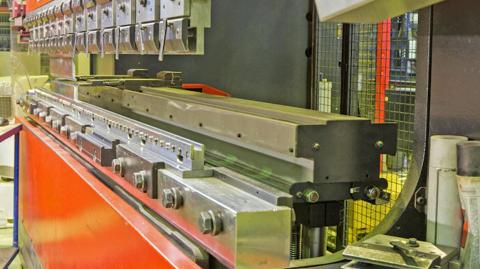 Angled View of a Press Brake in a Manufacturing Operation