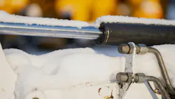 Snow resting on a Hydraulic Cylinder