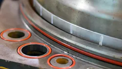 Close up on O-Ring Seals installed in a machine