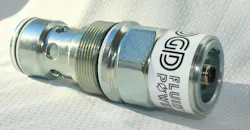 Close up on the DGD Fluid Power CFT Cartridge Flow Meter