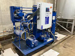 Hy-Pro 20 GPM vacuum dehydrator attached to a turbine bearing lube oil unit