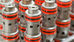 Close up on several Hydraulic Valves with O-Rings
